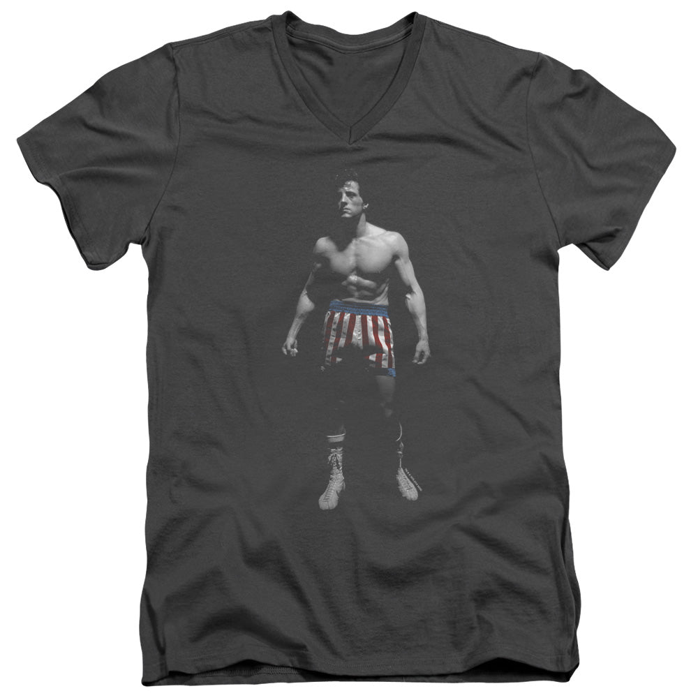 Rocky Stand Alone Mens Slim Fit V-Neck T Shirt Charcoal