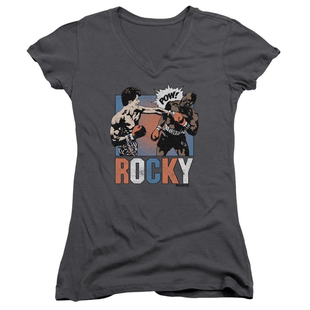 Rocky Rocky Pow Junior Sheer Cap Sleeve V-Neck Womens T Shirt Charcoal