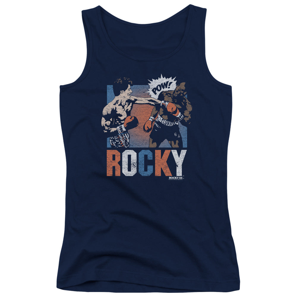 Rocky Rocky Pow Womens Tank Top Shirt Navy Blue