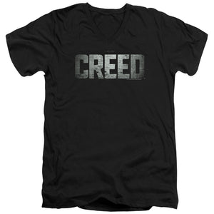 Creed Logo Mens Slim Fit V-Neck T Shirt Black