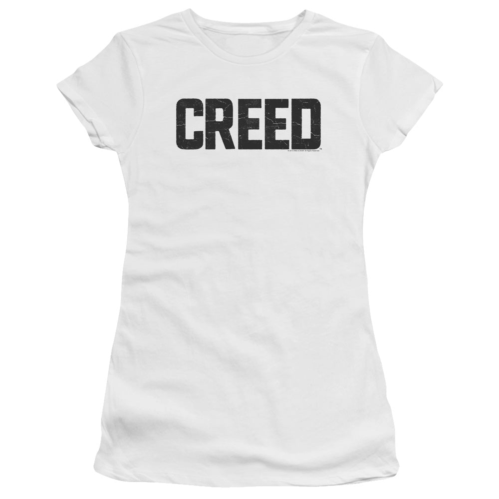 Creed Cracked Logo Junior Sheer Cap Sleeve Womens T Shirt White