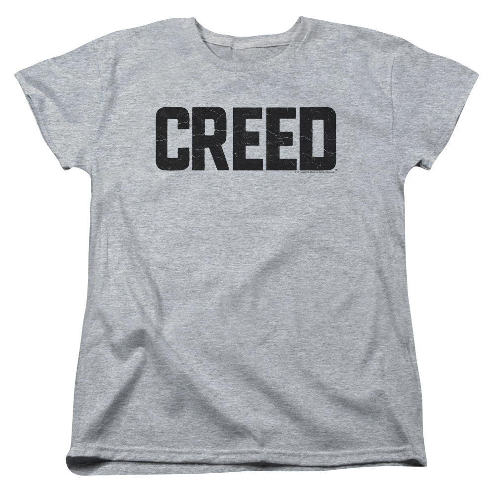 Creed Cracked Logo Womens T Shirt Athletic Heather