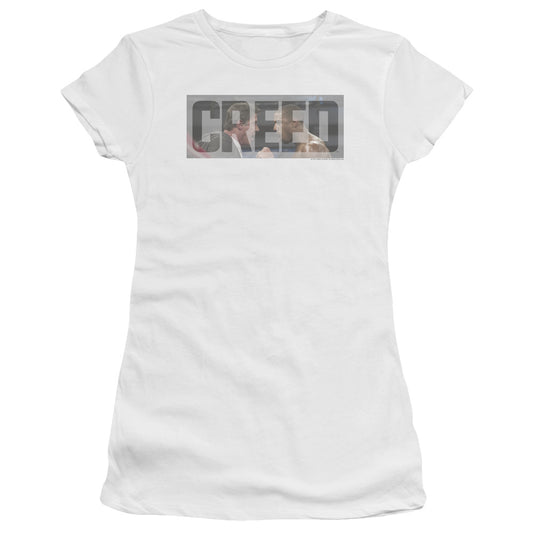 Creed Pep Talk Junior Sheer Cap Sleeve Womens T Shirt White