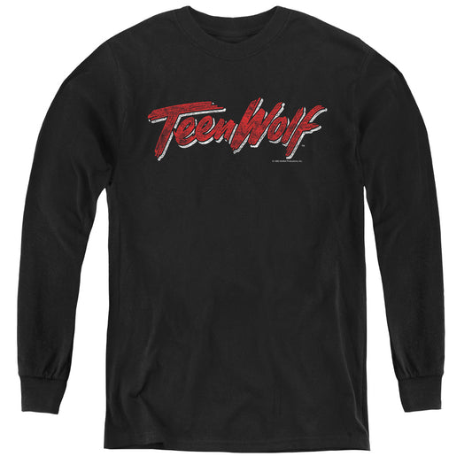 Teen Wolf Scrawl Logo Long Sleeve Kids Youth T Shirt Black