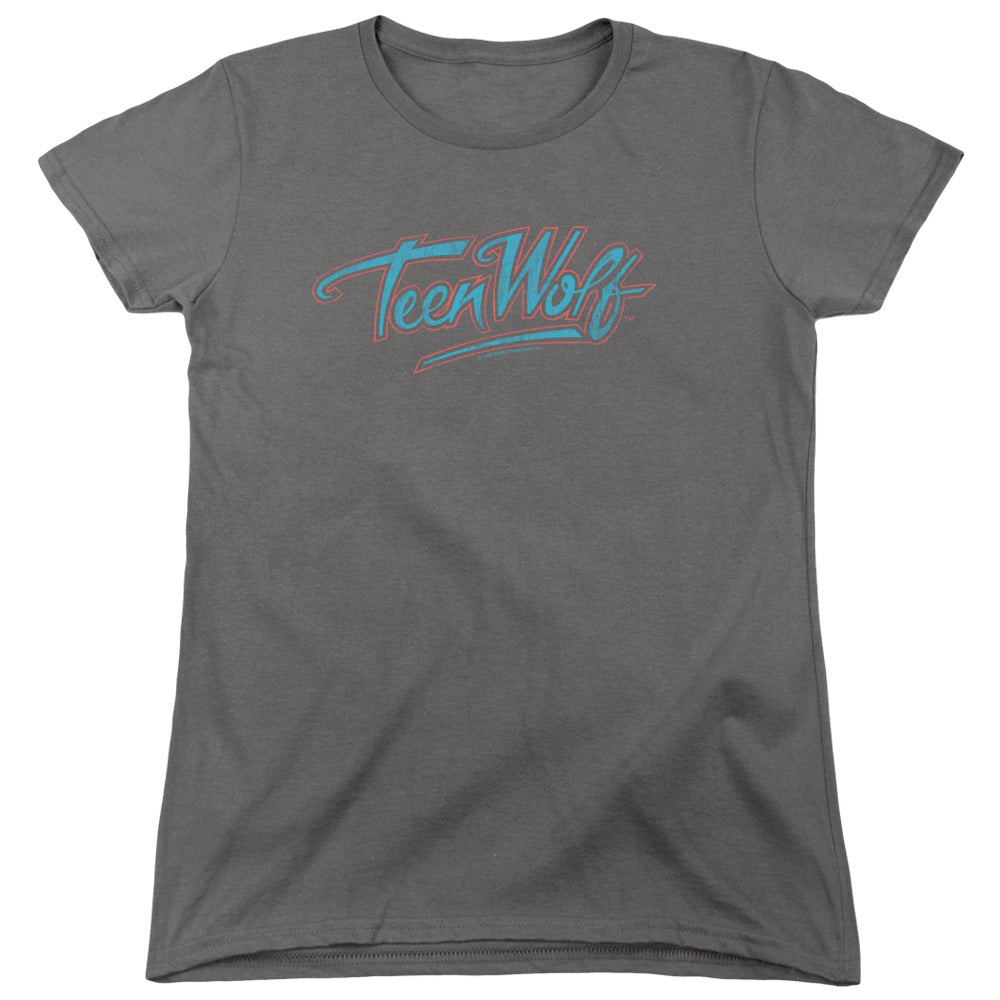 Teen Wolf Neon Logo Womens T Shirt Charcoal