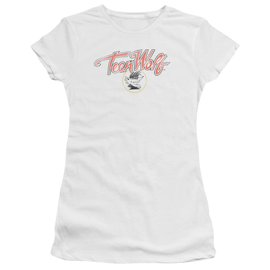 Teen Wolf Poster Logo Junior Sheer Cap Sleeve Womens T Shirt White