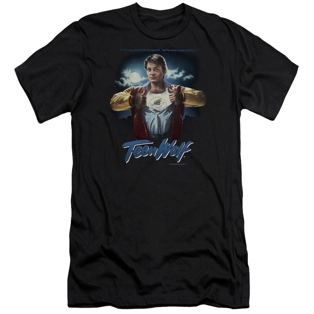 Teen Wolf Poster Slim Fit Mens T Shirt Black