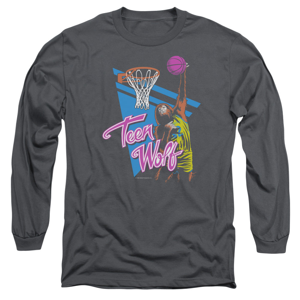Teen Wolf Slam Dunk Mens Long Sleeve Shirt Charcoal