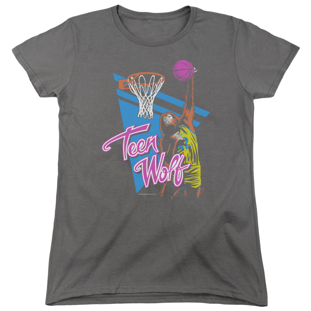 Teen Wolf Slam Dunk Womens T Shirt Charcoal