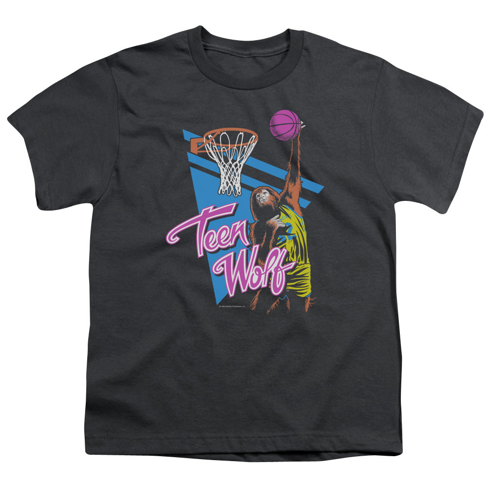 Teen Wolf Slam Dunk Kids Youth T Shirt Charcoal