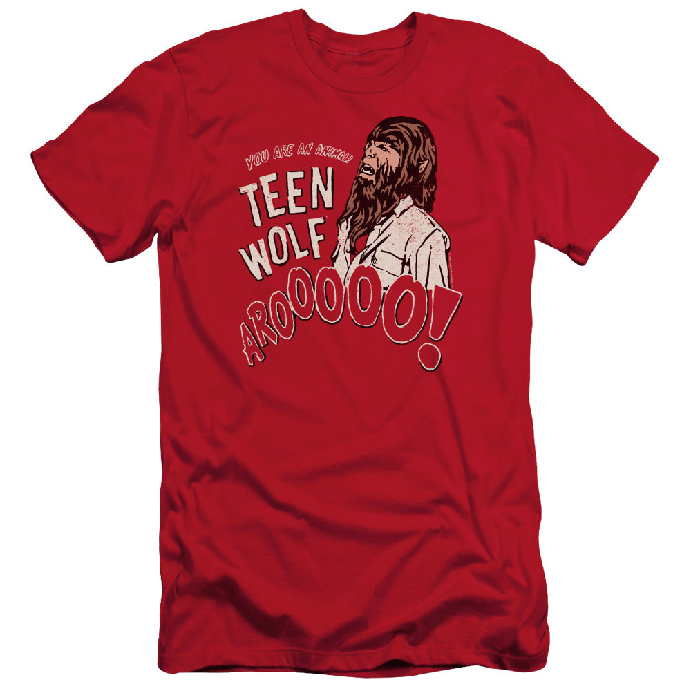 Teen Wolf Animal Slim Fit Mens T Shirt Red