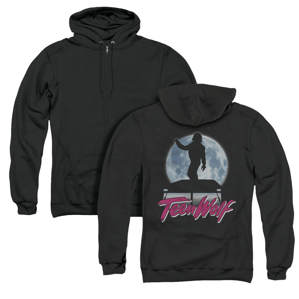 Teen Wolf Moonlight Surf Back Print Zipper Mens Hoodie Black