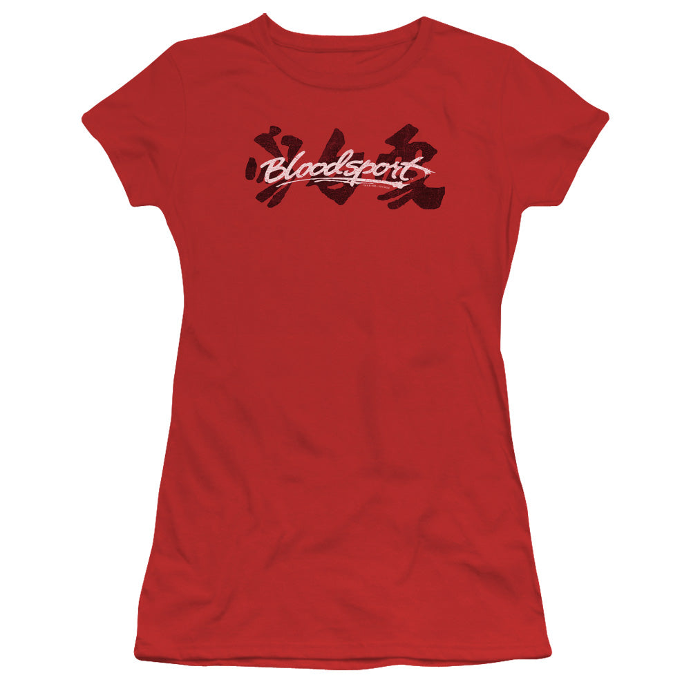 Bloodsport Kanji Junior Sheer Cap Sleeve Womens T Shirt Red