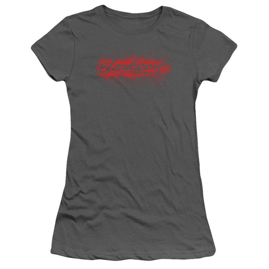 Bloodsport Blood Splatter Junior Sheer Cap Sleeve Womens T Shirt Charcoal