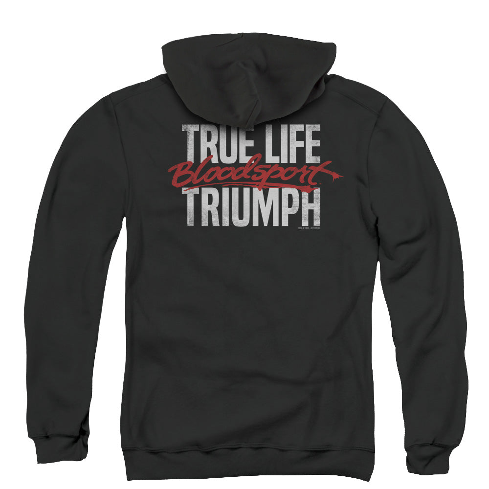 Bloodsport True Story Back Print Zipper Mens Hoodie Black