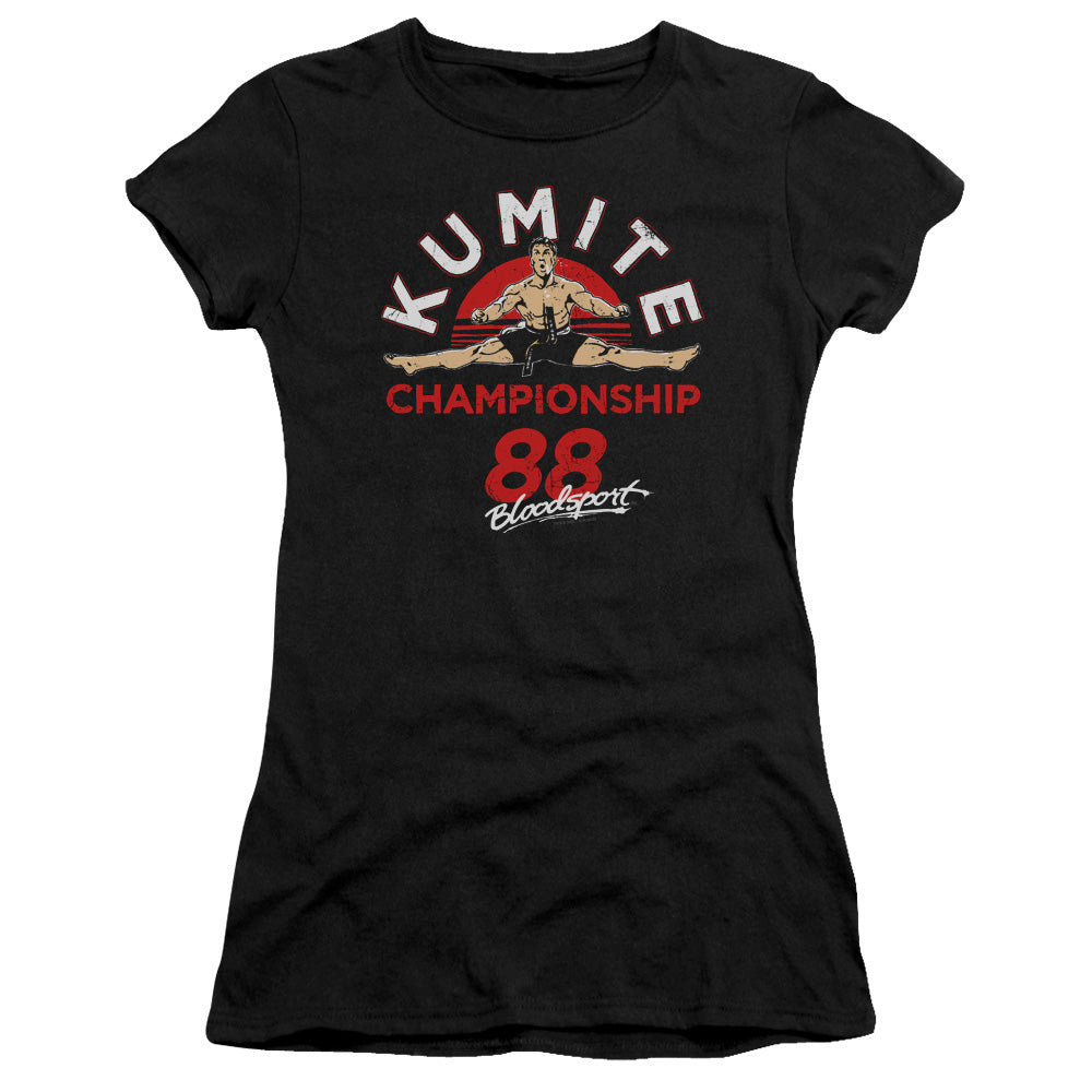 Bloodsport Championship 88 Junior Sheer Cap Sleeve Womens T Shirt Black