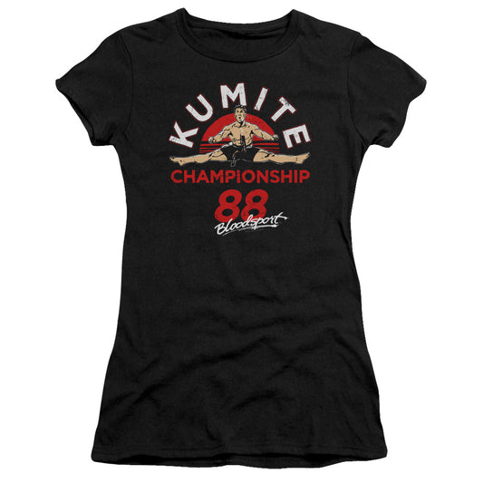 Bloodsport Championship 88 Junior Sheer Cap Sleeve Womens T Shirt Black