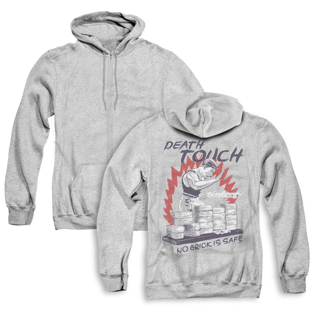 Bloodsport Death Touch Back Print Zipper Mens Hoodie Athletic Heather