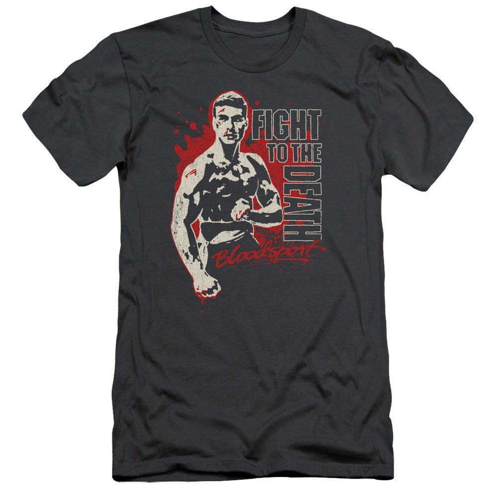 Bloodsport To The Death Slim Fit Mens T Shirt Charcoal