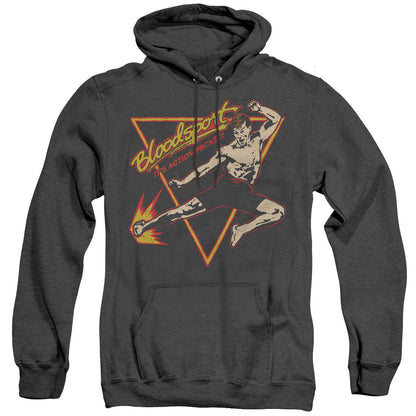 Bloodsport Action Packed Mens Heather Hoodie Black Officially Licensed