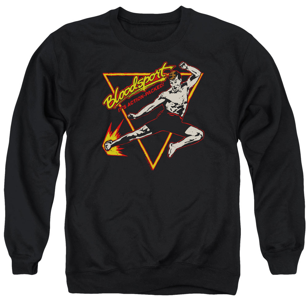 Bloodsport Action Packed Mens Crewneck Sweatshirt Black