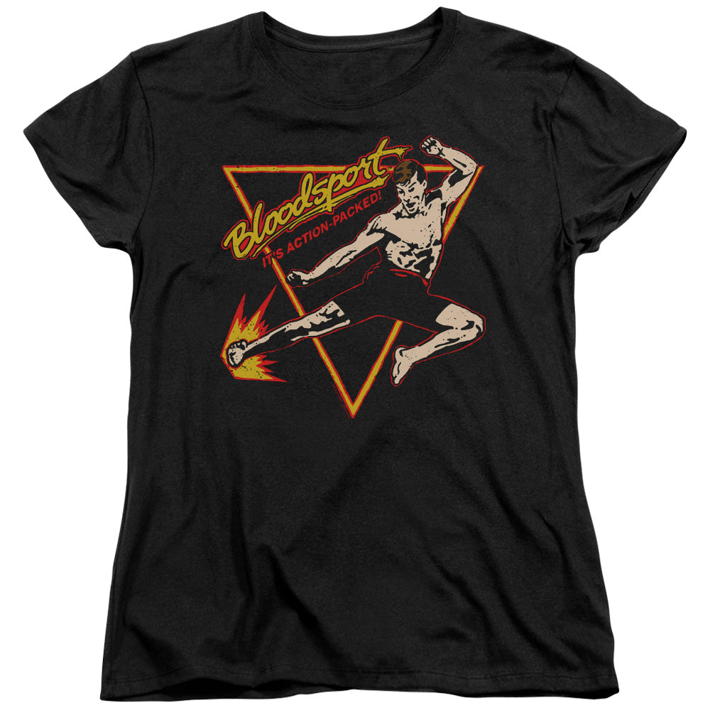 Bloodsport Action Packed Womens T Shirt Black