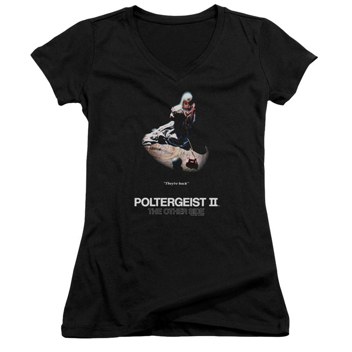 Poltergeist II The Other Side Poster Junior Sheer Cap Sleeve V-Neck Womens T Shirt Black