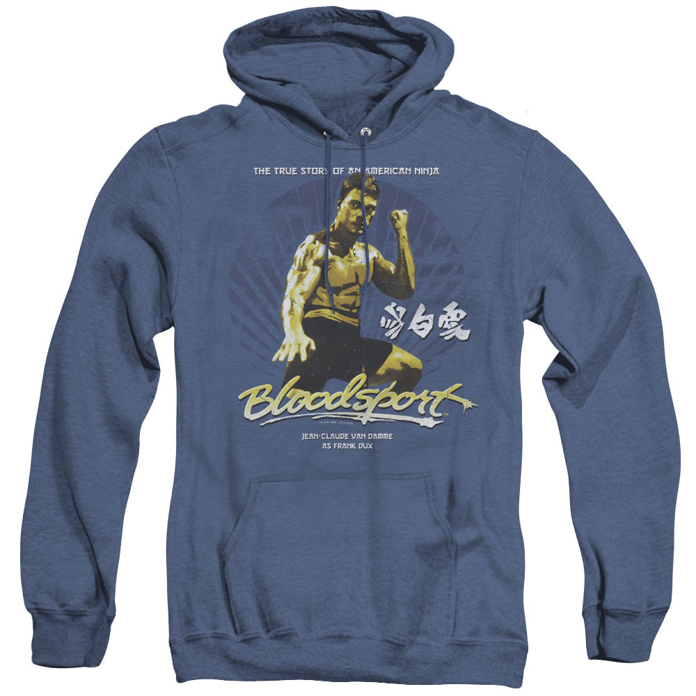 Bloodsport American Ninja Heather Mens Hoodie Royal Blue