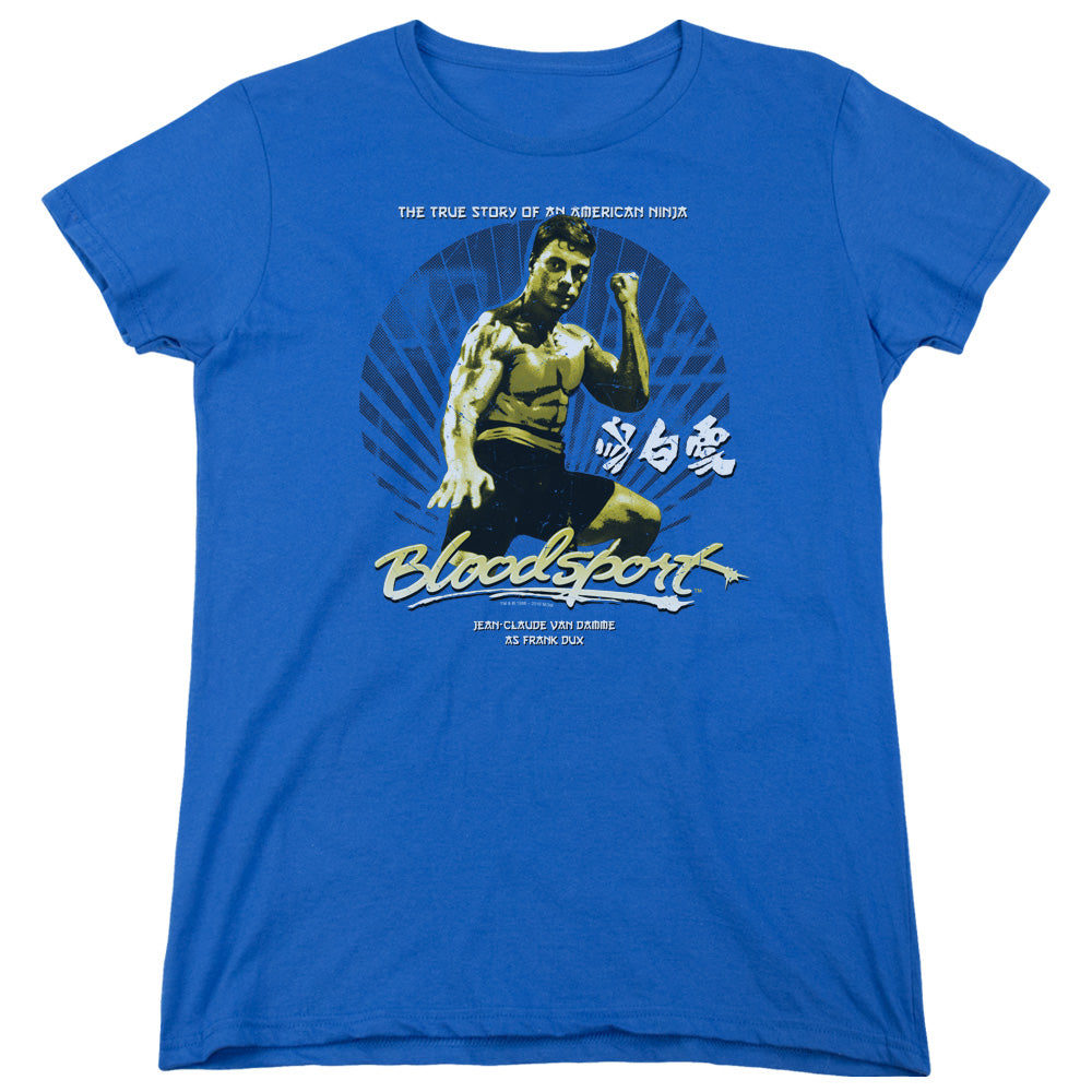 Bloodsport American Ninja Womens T Shirt Royal Blue