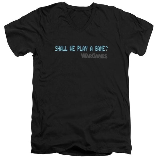 Wargames Shall We Mens Slim Fit V Neck T Shirt Black