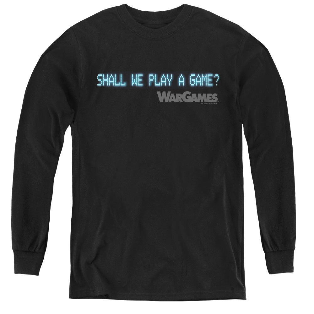 WarGames Shall We Long Sleeve Kids Youth T Shirt Black
