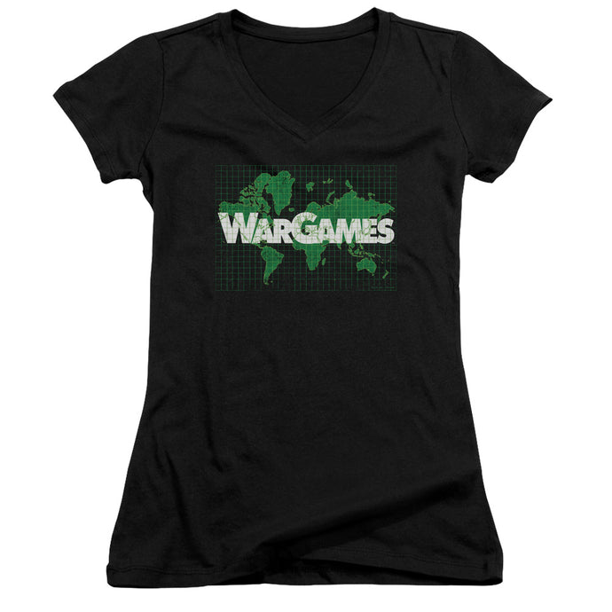 Wargames Game Board Junior Sheer Cap Sleeve V Neck Womens T Shirt Black