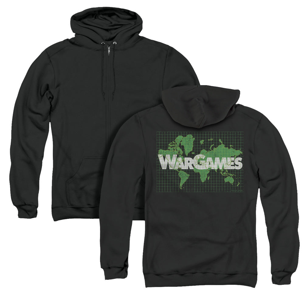 Wargames Game Board Back Print Zipper Mens Hoodie Black