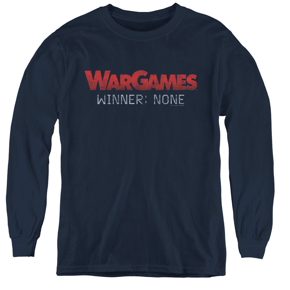 WarGames No Winners Long Sleeve Kids Youth T Shirt Navy Blue