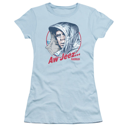 Fargo Aw Jeez Junior Sheer Cap Sleeve Womens T Shirt Light Blue