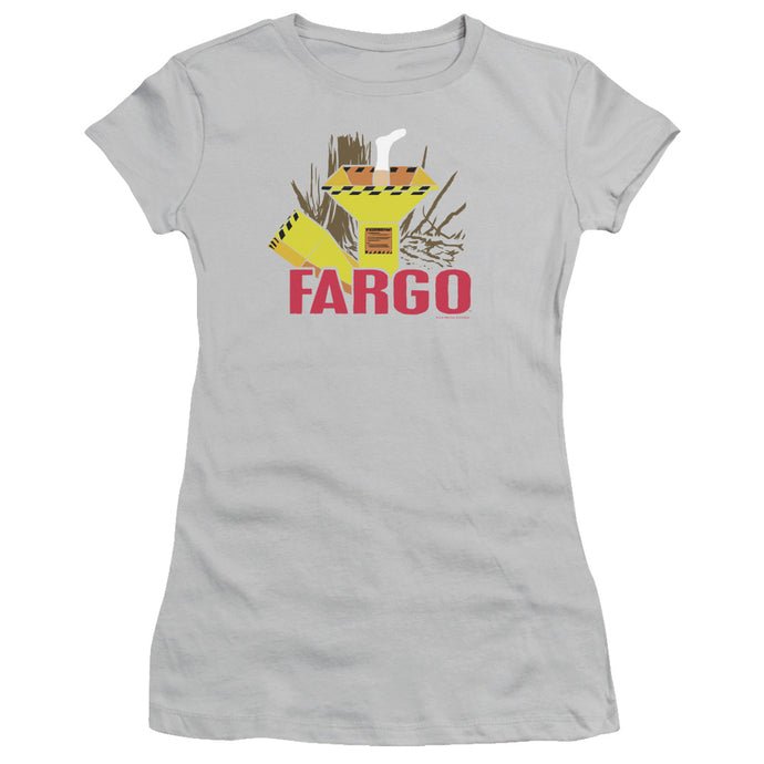 Fargo Woodchipper Junior Sheer Cap Sleeve Womens T Shirt Silver