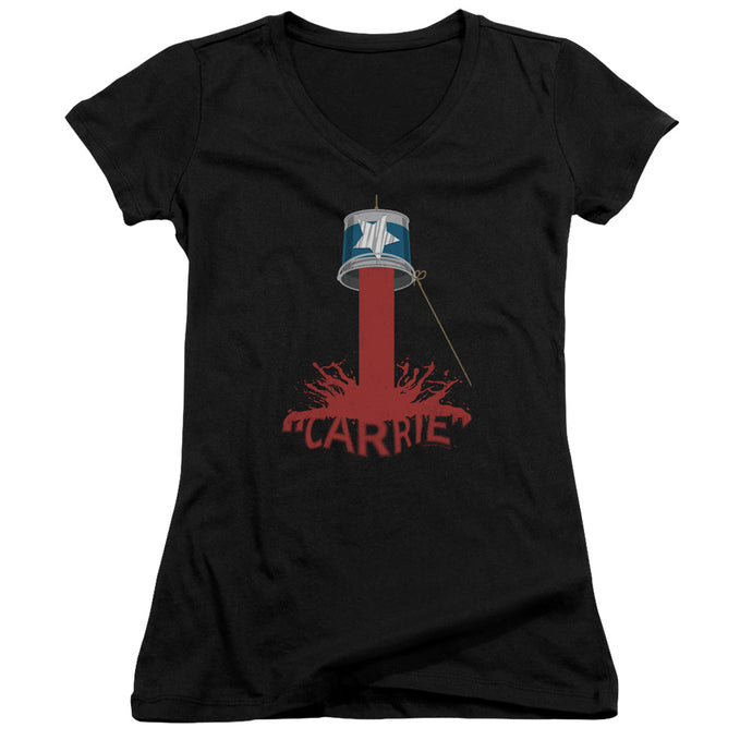 Carrie Bucket Of Blood Junior Sheer Cap Sleeve V-Neck Womens T Shirt Black