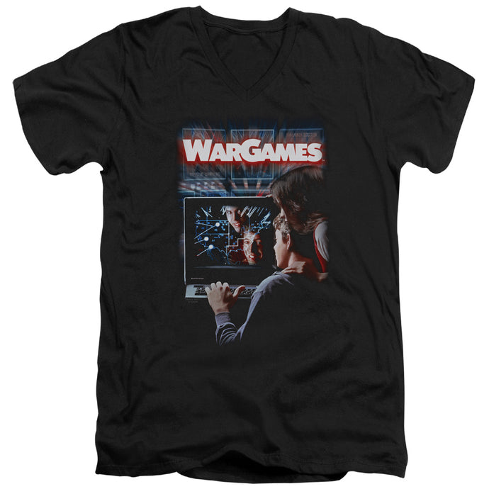 Wargames Poster Mens Slim Fit V Neck T Shirt Black