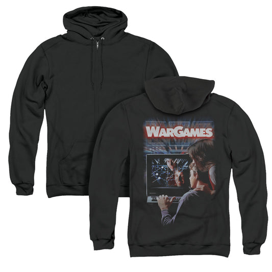 Wargames Poster Back Print Zipper Mens Hoodie Black