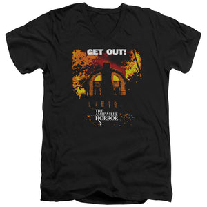 Amityville Horror Get Out Mens Slim Fit V-Neck T Shirt Black