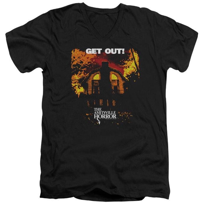 Amityville Horror Get Out Mens Slim Fit V-Neck T Shirt Black