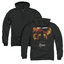 Load image into Gallery viewer, Amityville Horror Get Out Back Print Zipper Mens Hoodie Black