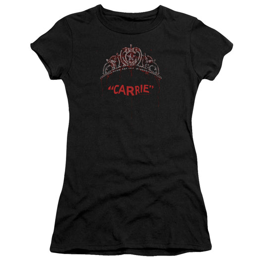 Carrie Prom Queen Junior Sheer Cap Sleeve Womens T Shirt Black