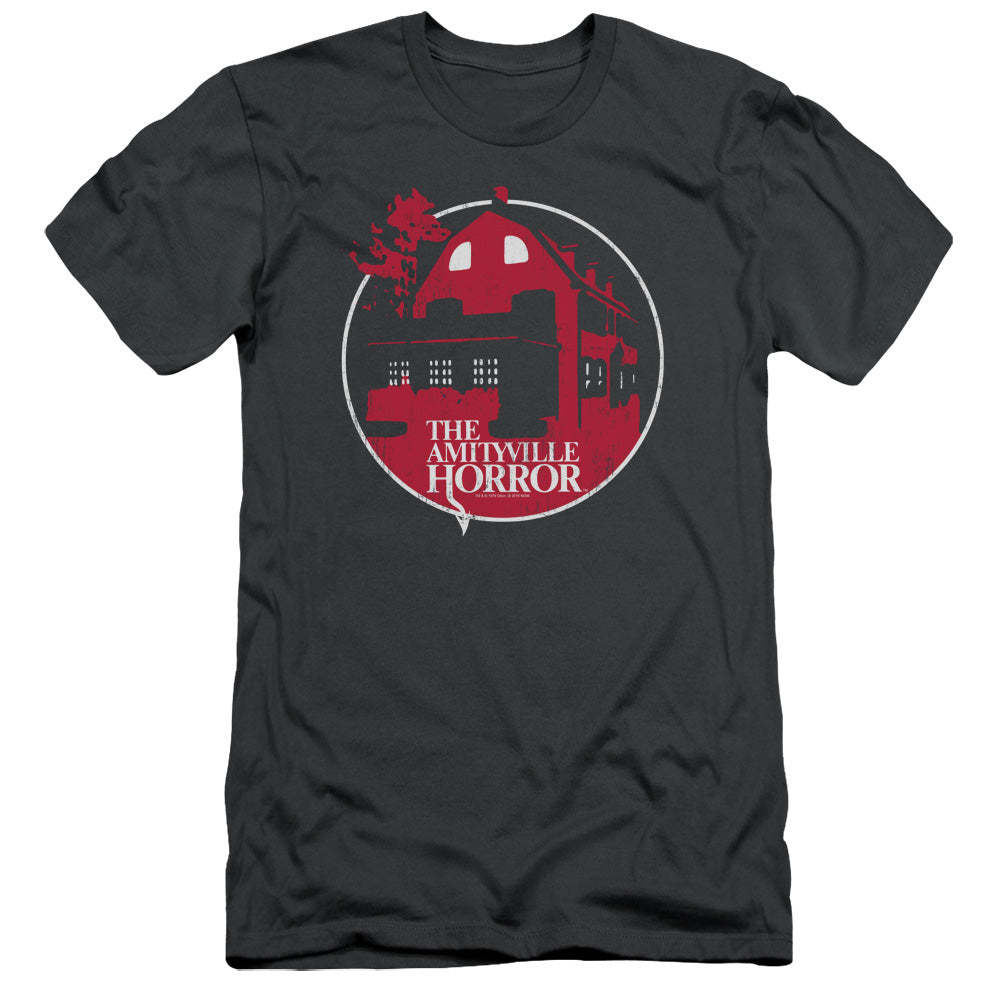 Amityville Horror Red House Slim Fit Mens T Shirt Charcoal