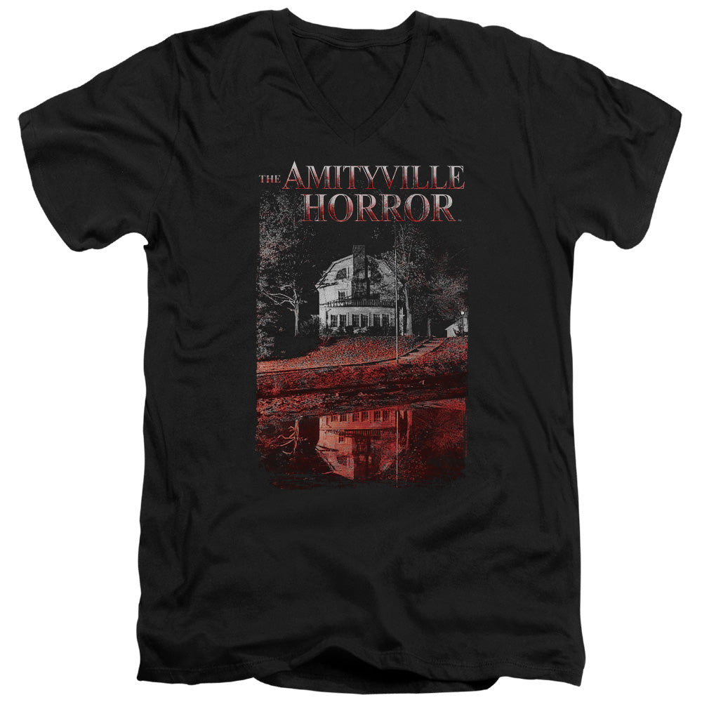 Amityville Horror Cold Blood Mens Slim Fit V-Neck T Shirt Black