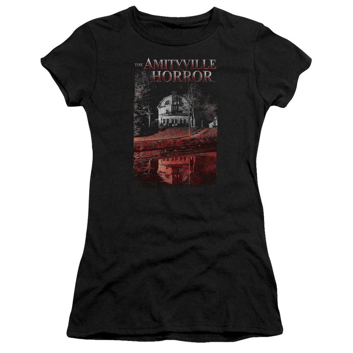 Amityville Horror Cold Blood Junior Sheer Cap Sleeve Womens T Shirt Black