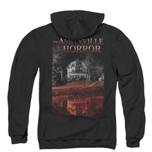 Load image into Gallery viewer, Amityville Horror Cold Blood Back Print Zipper Mens Hoodie Black