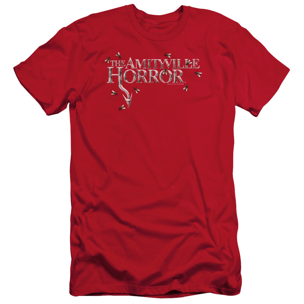 Amityville Horror Flies Slim Fit Mens T Shirt Red