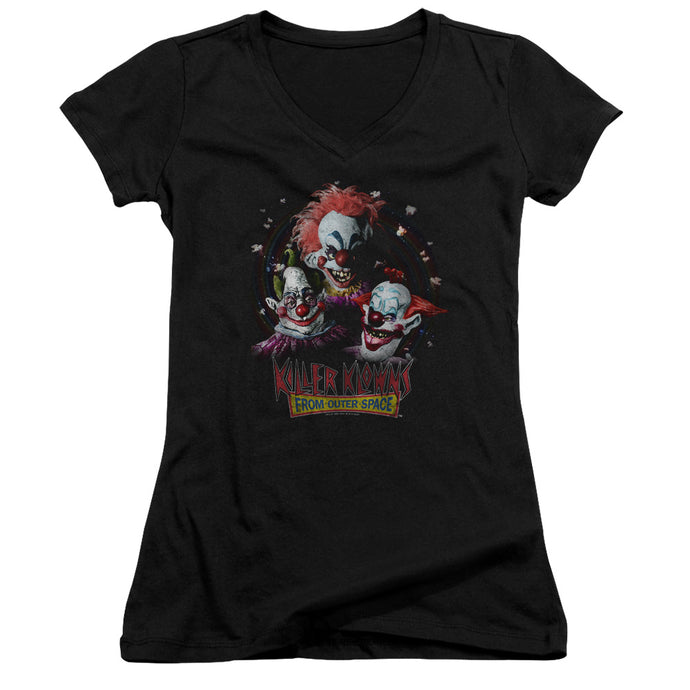 Killer Klowns From Outer Space Killer Klowns Junior Sheer Cap Sleeve V-Neck Womens T Shirt Black