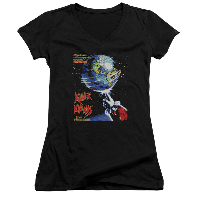 Killer Klowns From Outer Space Invaders Junior Sheer Cap Sleeve V-Neck Womens T Shirt Black
